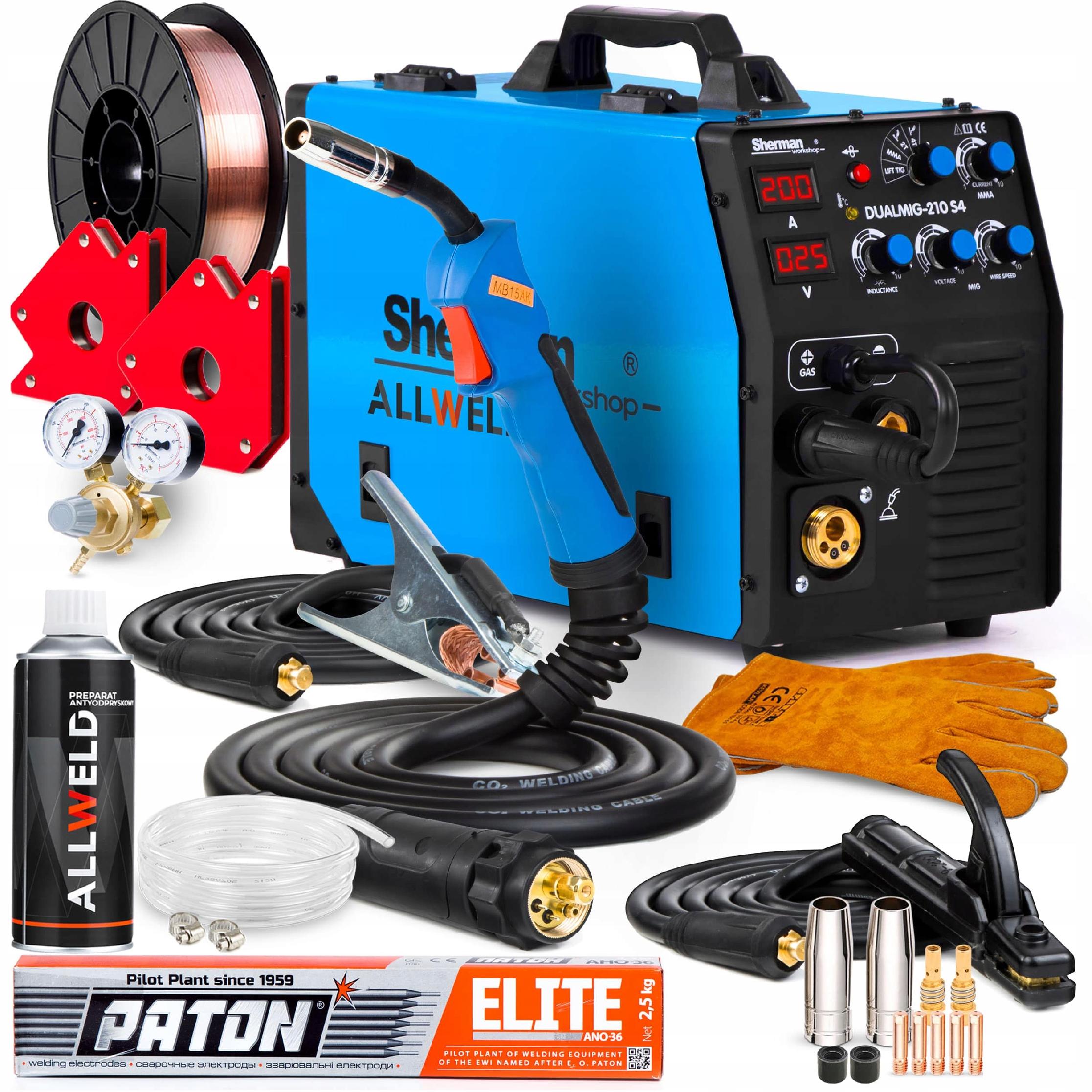 Poloautomatický Svařovací Stroj Sherman Dualmig 210 S4 Mig Mag Mma Tig 230V 200A 3V1