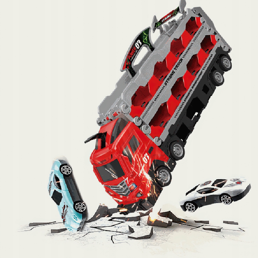 TRANSPORTER AUTEK TORY WYŚCIGOWE + 8 AUTA Prezent Skala 1:48