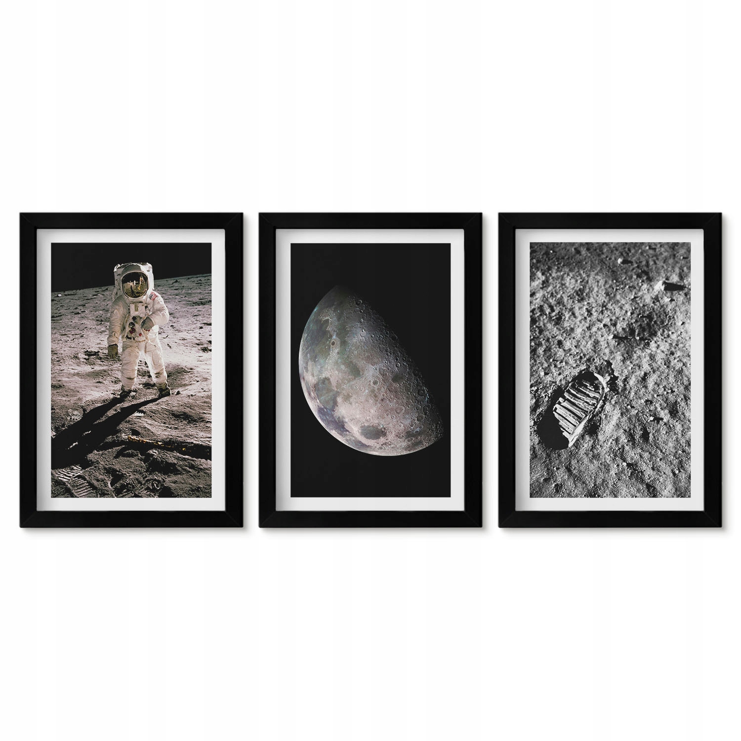 Vícedílná sada 3 obrazů 20x30 cm Sada Astronaut Měsíc fotografie