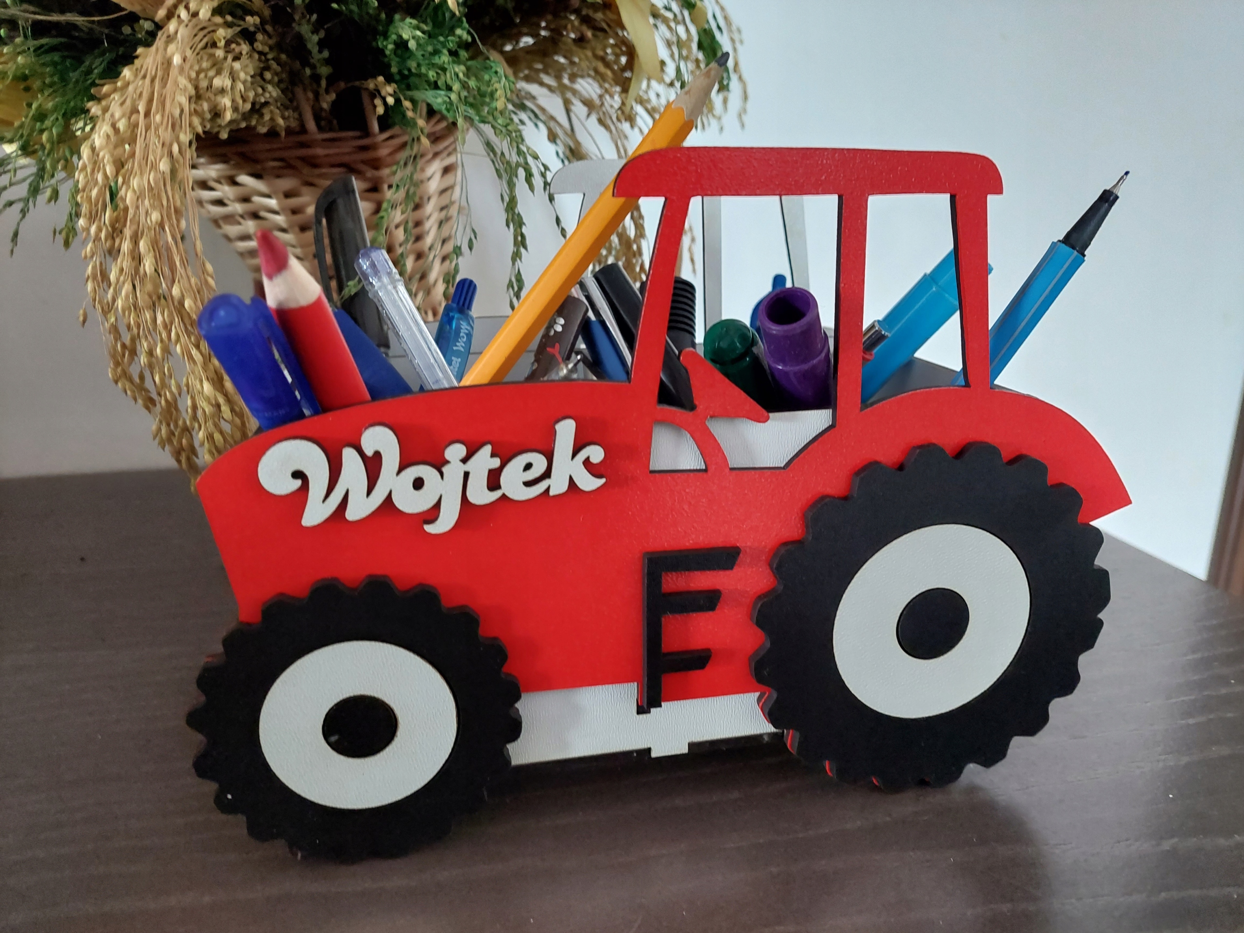 Organizer na biurko TRAKTOREK przybornik traktor na kredki