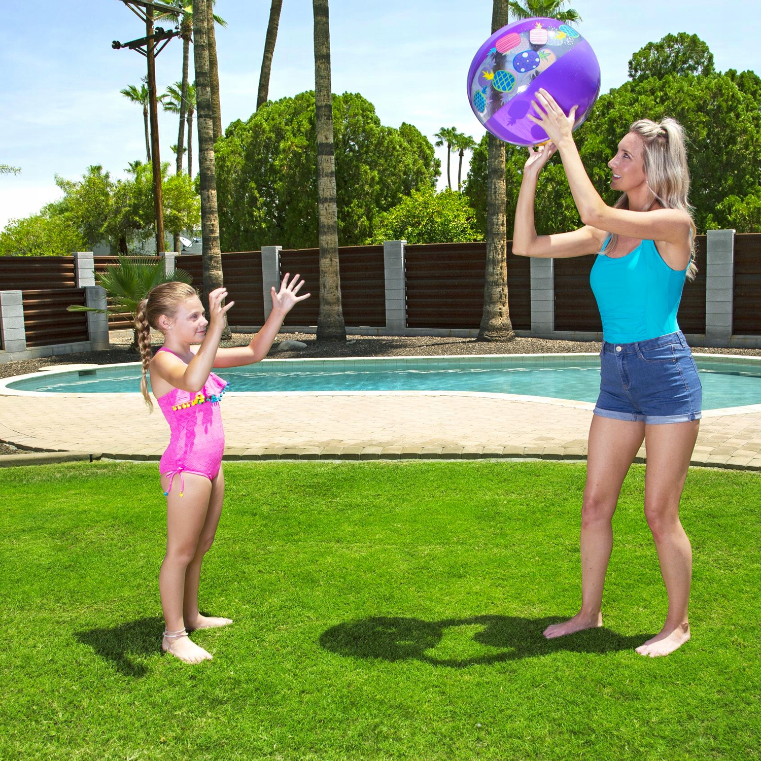 DUŻA PIŁKA PLAŻOWA DMUCHANA DO GRY NA BASEN OGRODOWY MORZE Bestway WZORY Długość 51 cm