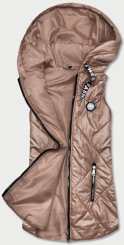 BEZRĘKAWNIK Z KAPTUREM B0129 C. BEŻ XXL (44) Płeć kobieta