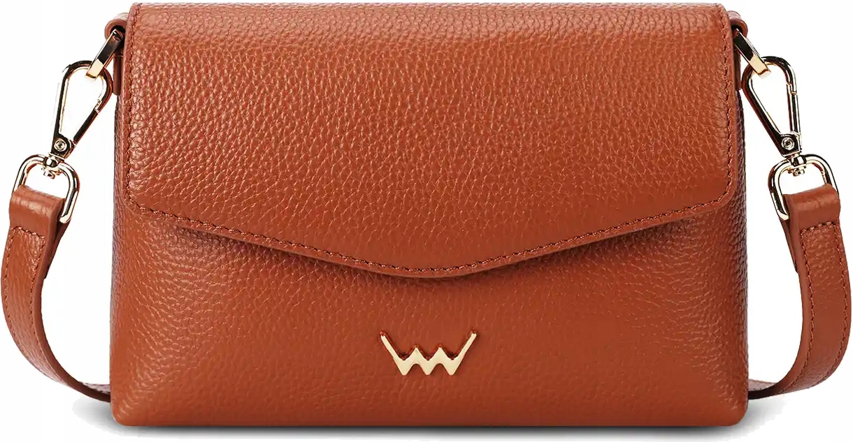 Vuch Dámská kožená crossbody kabelka Leyra Brown