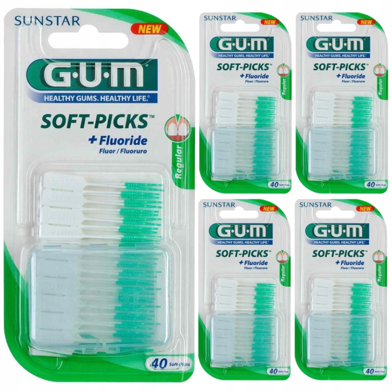 5x Szczoteczki Międzyzębowe Gum Soft Picks Regular 40szt. Czyściki Medium