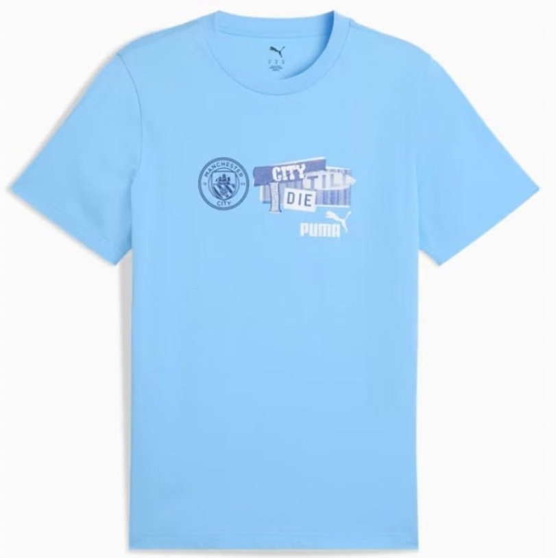 Puma koszulka t-shirt męski bawełniana Manchaster City niebieska