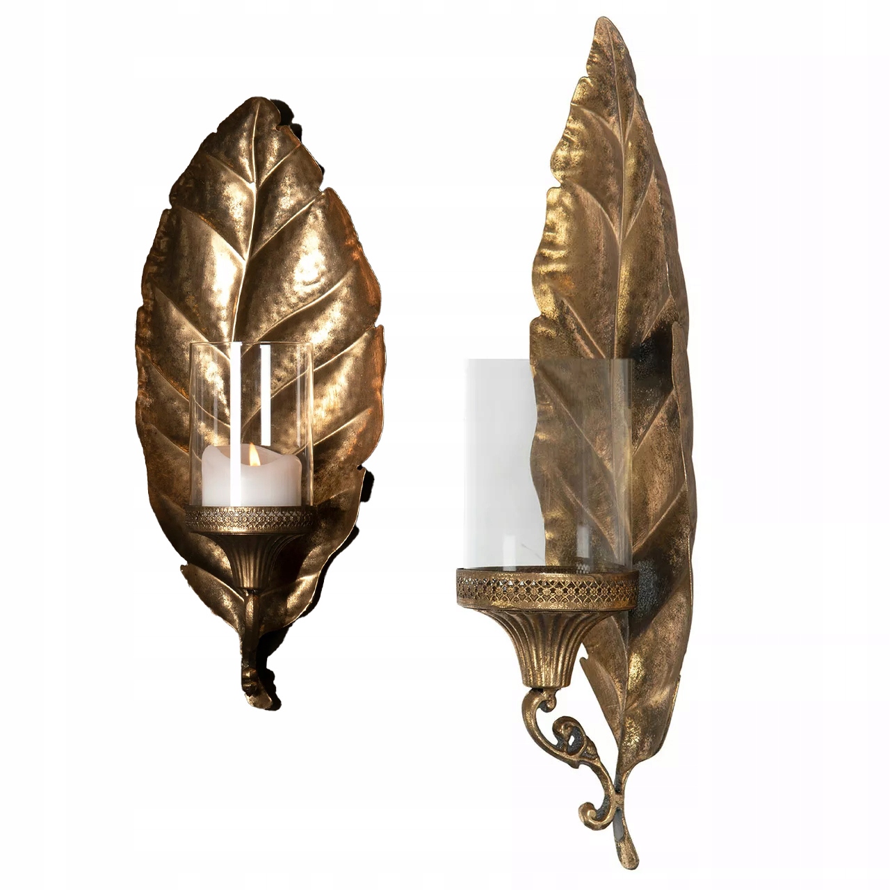 Závěsná Lampa Na Stěnu Do Obývacího Pokoje List Zlatý Kovový Skleněný 49 Cm