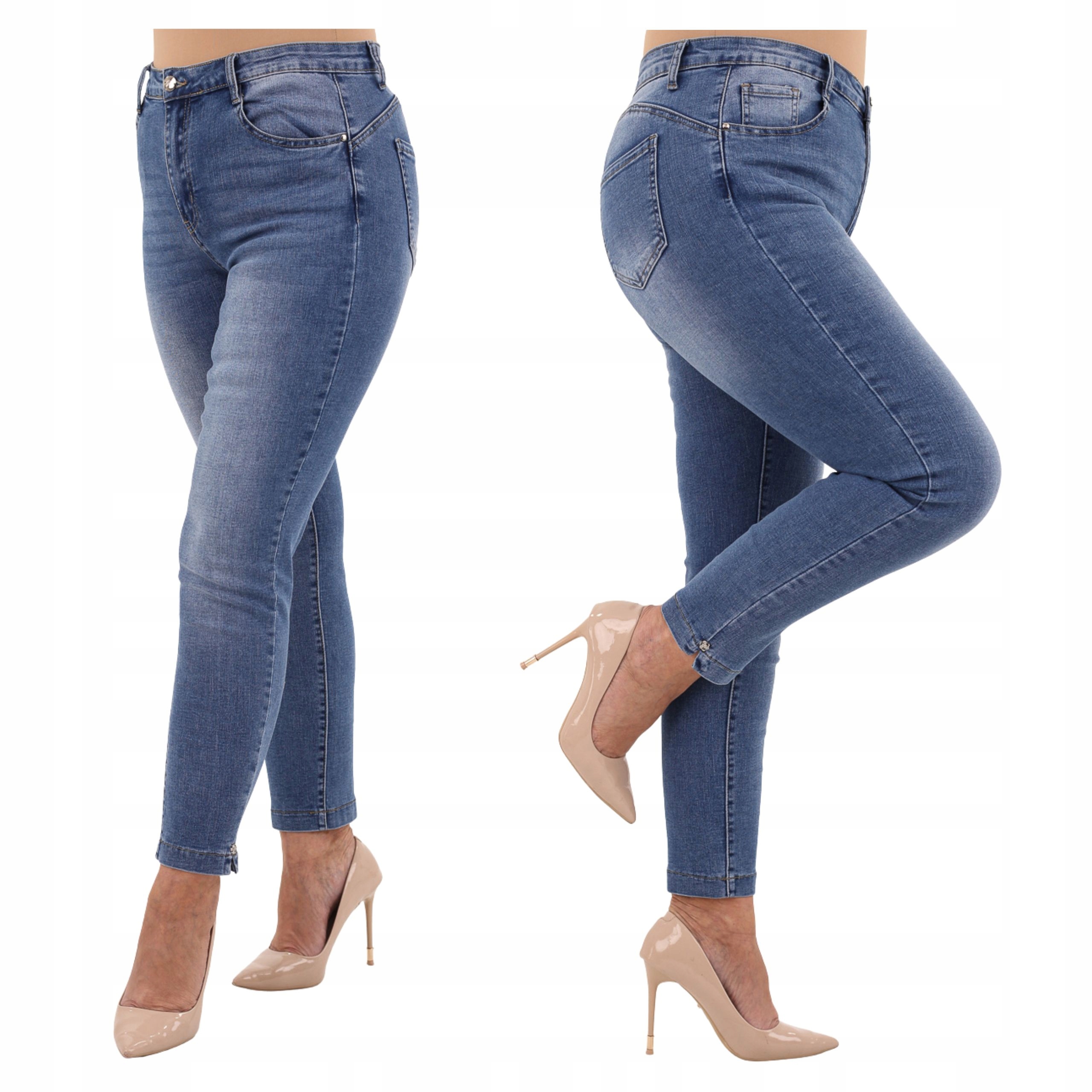 Spodnie Jeansowe Damskie Bawełniane Wysoki Stan Jeansy Duże Rozmiary