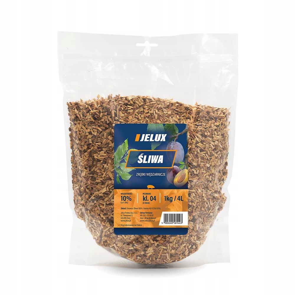 Zrębki wędzarnicze śliwkowe klasa 04 1kg JELUX Producent Jelux Polska