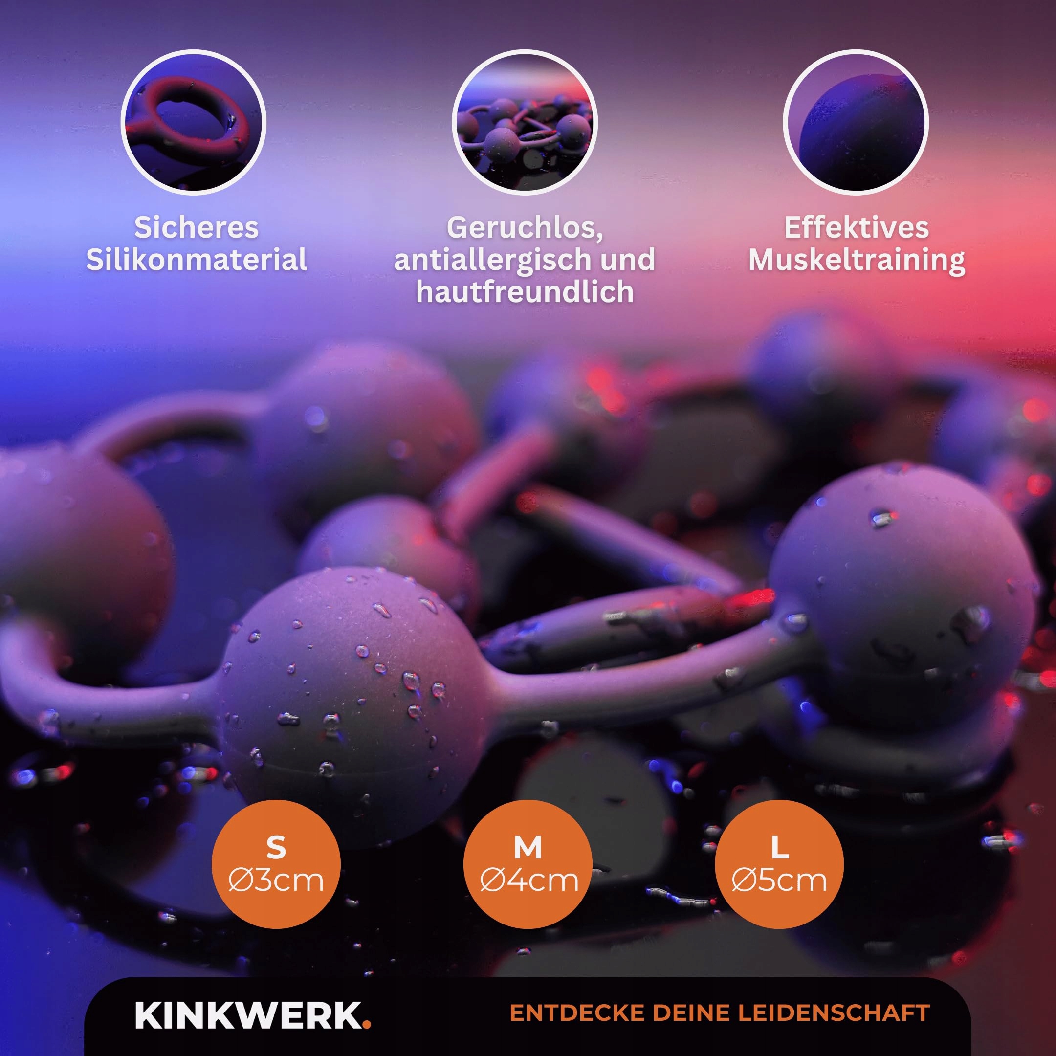 KINKWERK Łańcuch Analny 4 Kulki Silikon Premium dla Początkujących — miniatura 2