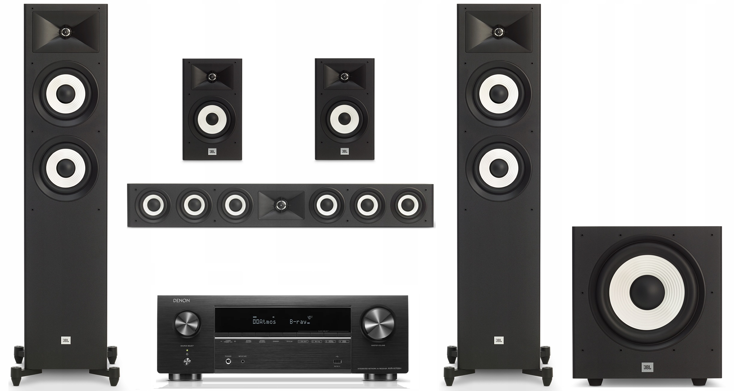 JBL STAGE KINO DOMOWE 5.1 A180 + A120 + A135C + A120P + DENON AVR-X1700 DAB