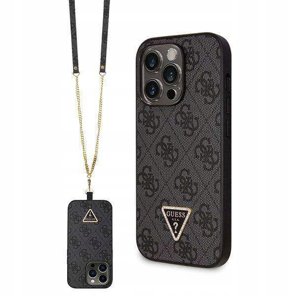 Pouzdro pro iPhone 14 Pro Guess HardCase Crossbody 4G Metal Logo Černý
