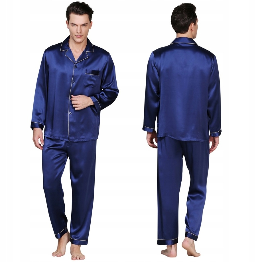 Hedvábné pyžamo Pánská Noční košile Kalhoty BlueDXL