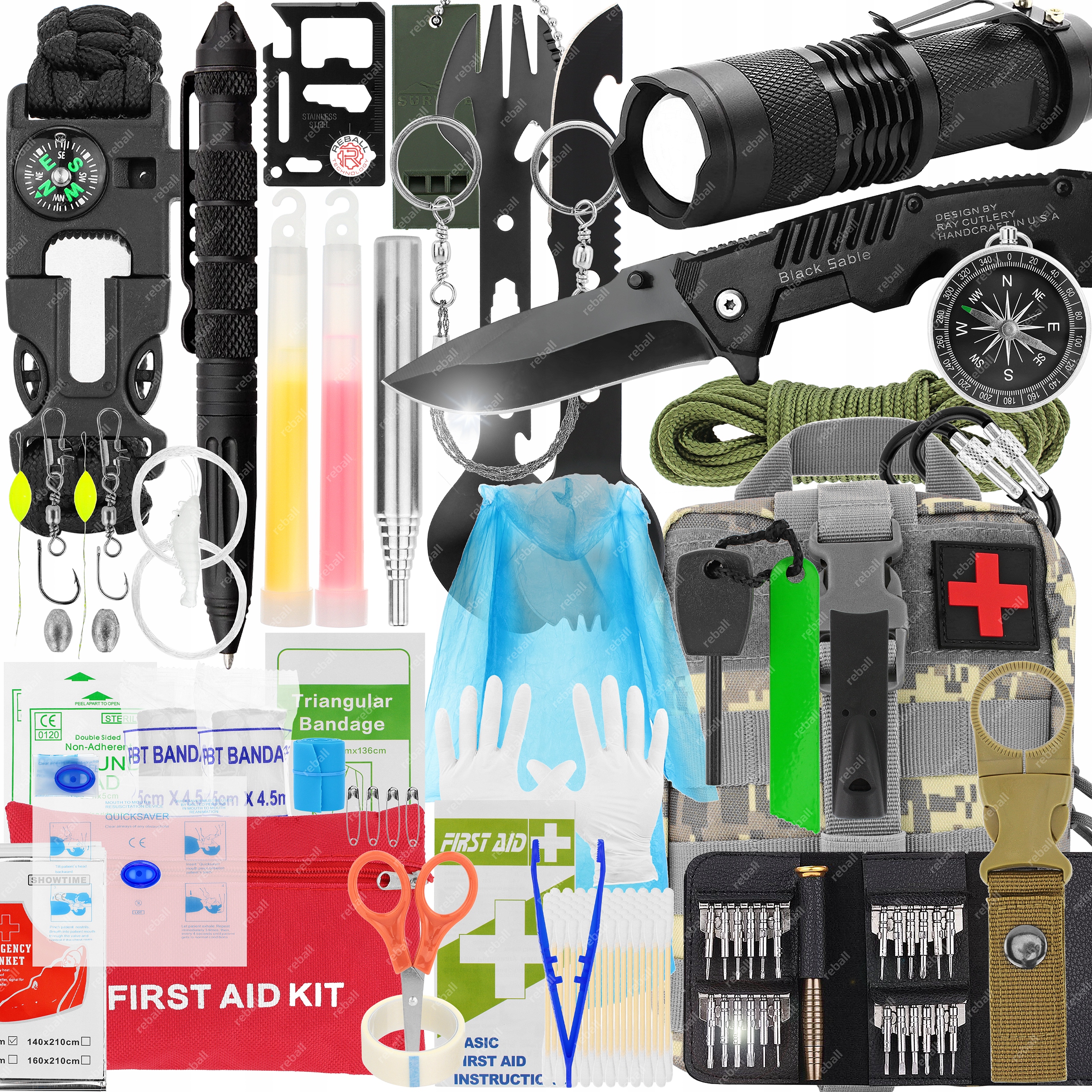 XXXL Vojenský Survivalový Set Přežití Kit Nástrojů RT0367