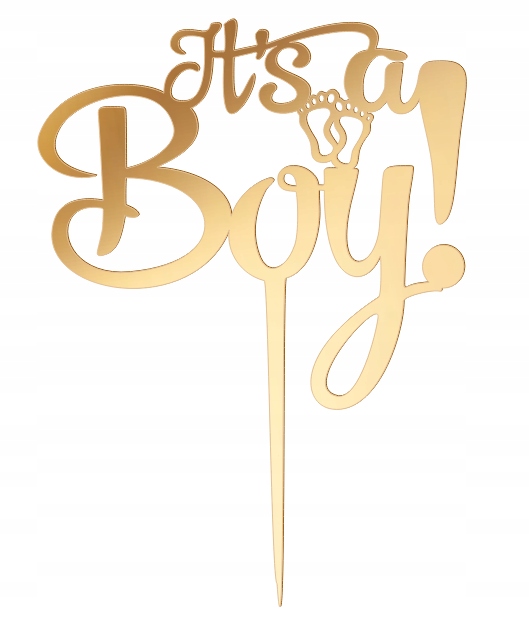 Its a Boy Baby Shower Topper narodziny chłopca Złote Plexi (its a boy