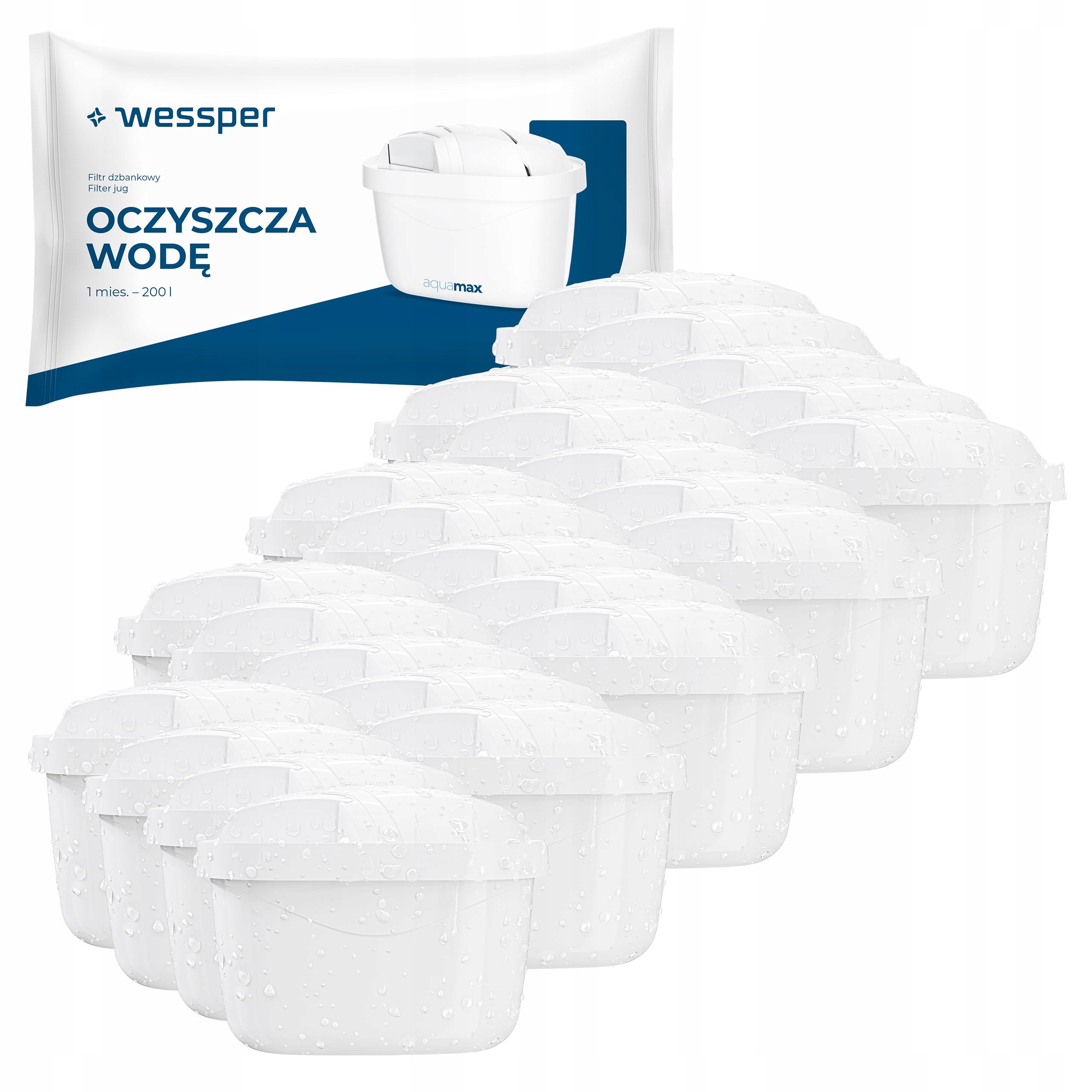 24 x Filtr Wessper aquamax 95 g pro filtrační konvice – filtr na 200 l vody