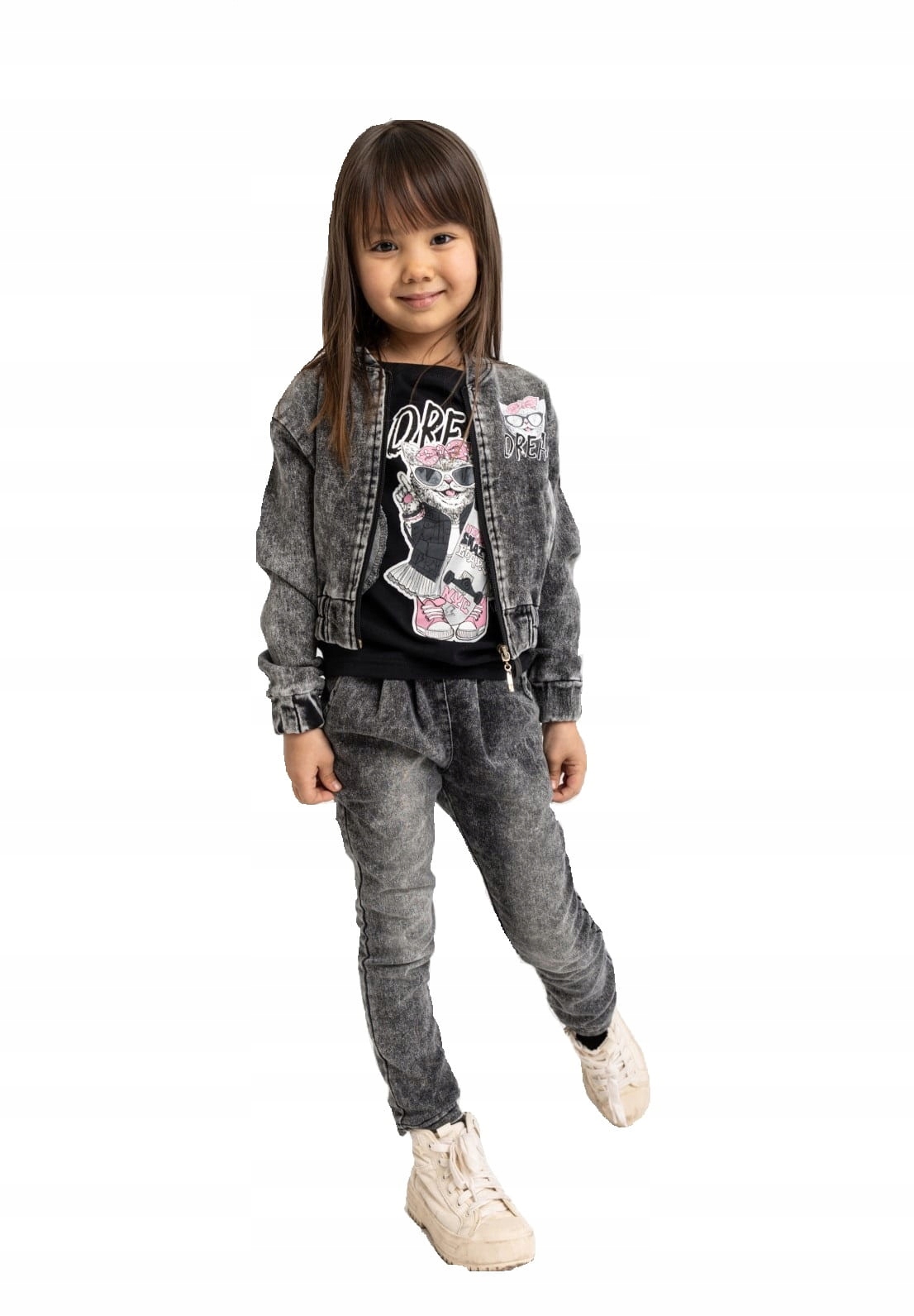 

Grafitowe spodnie jeansowe All For Kids 140/146