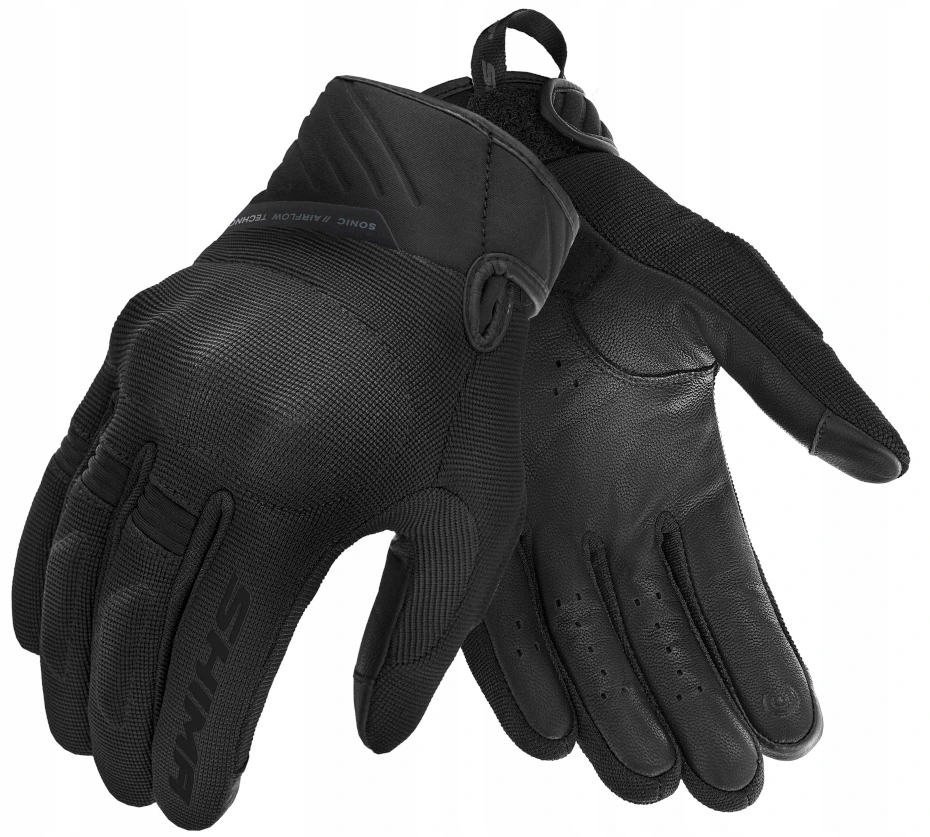 Shima Sonic Black Rękawice Motocyklowe Męskie Krótkie Czarne Letnie