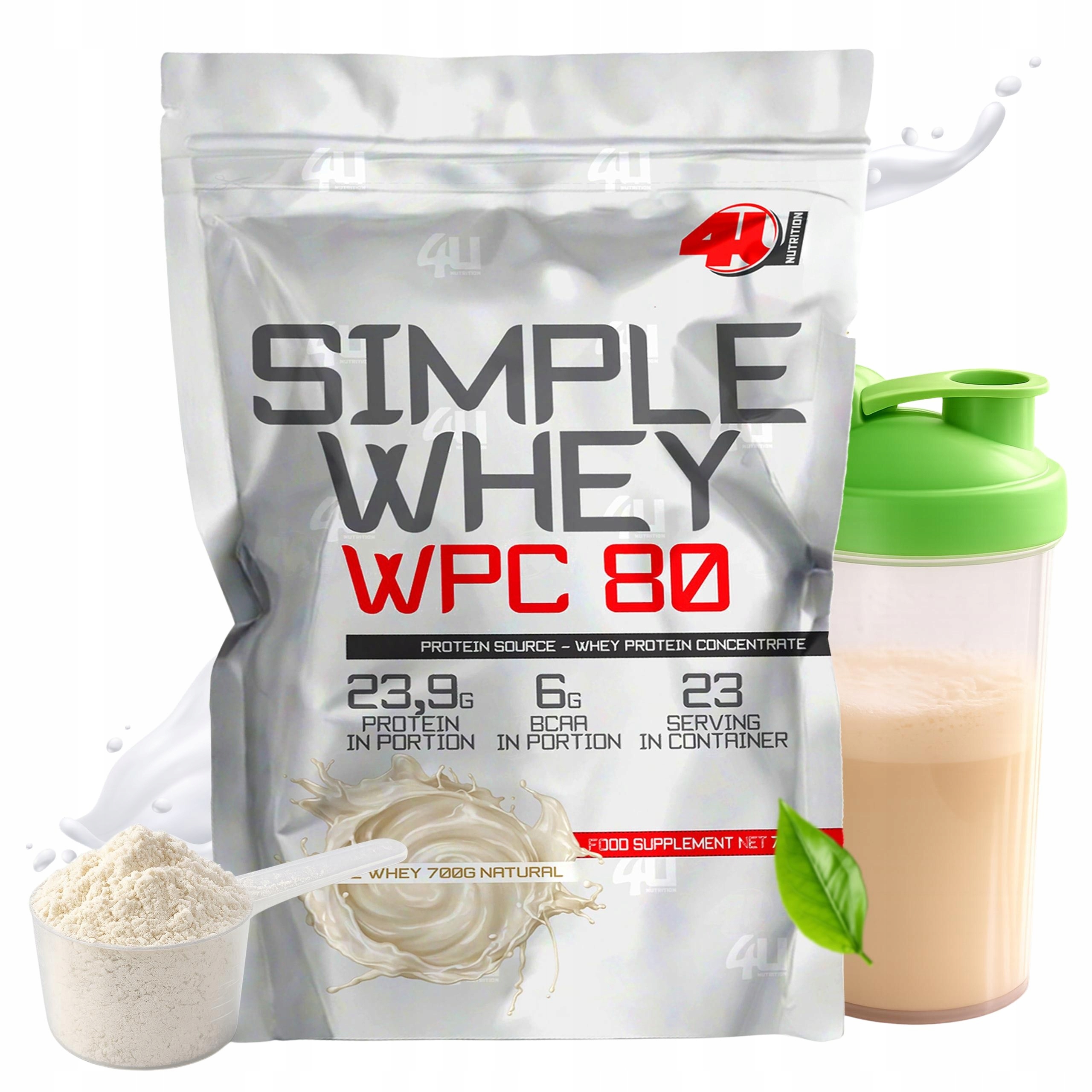 Protein Wpc 80 Přírodní koktejl na hubnutí 4U Whey Protein 700 g