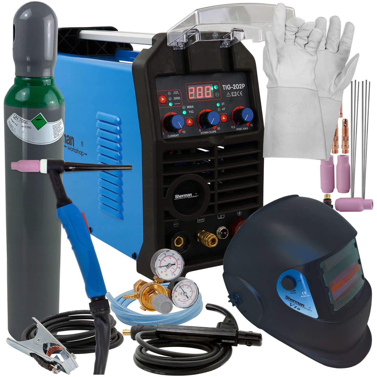 Spawarka Tig 200A Mma Puls Hf 200 zestaw butla