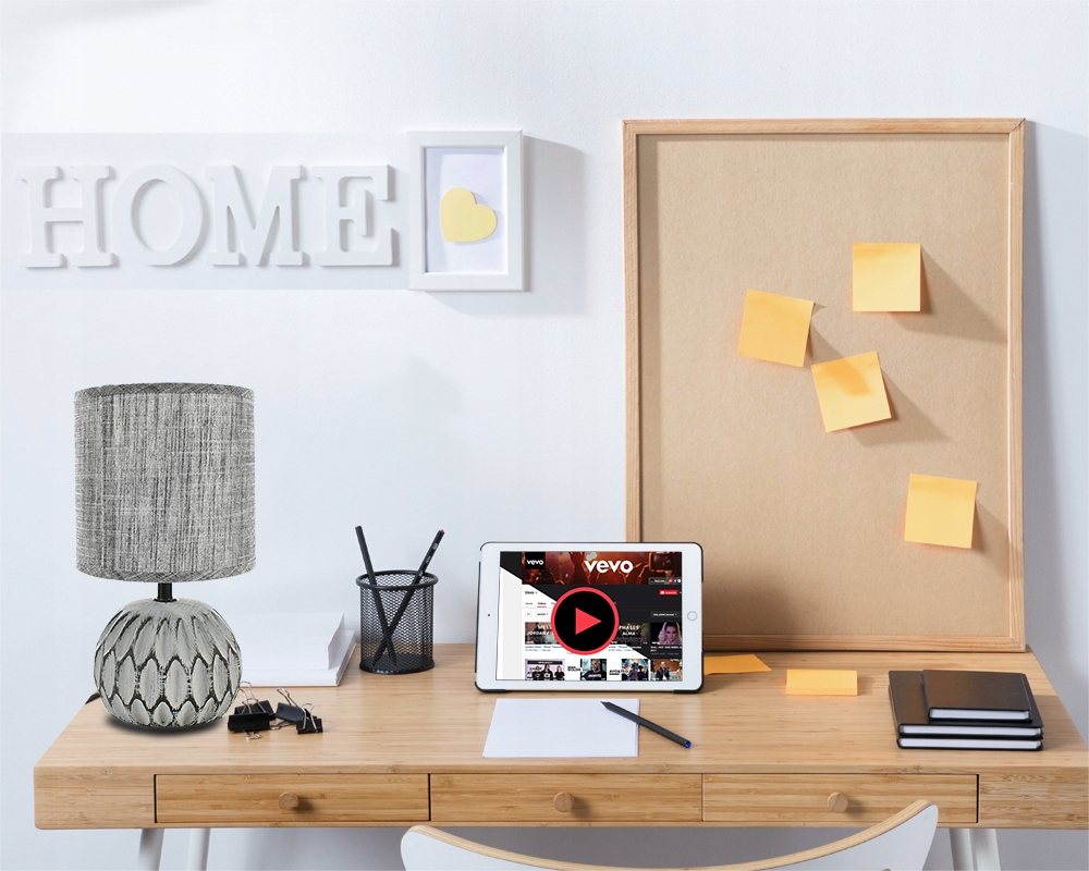 LAMPA STOŁOWA CERAMICZNA SZARA STYL BOHO 26CM Typ nocna stołowa