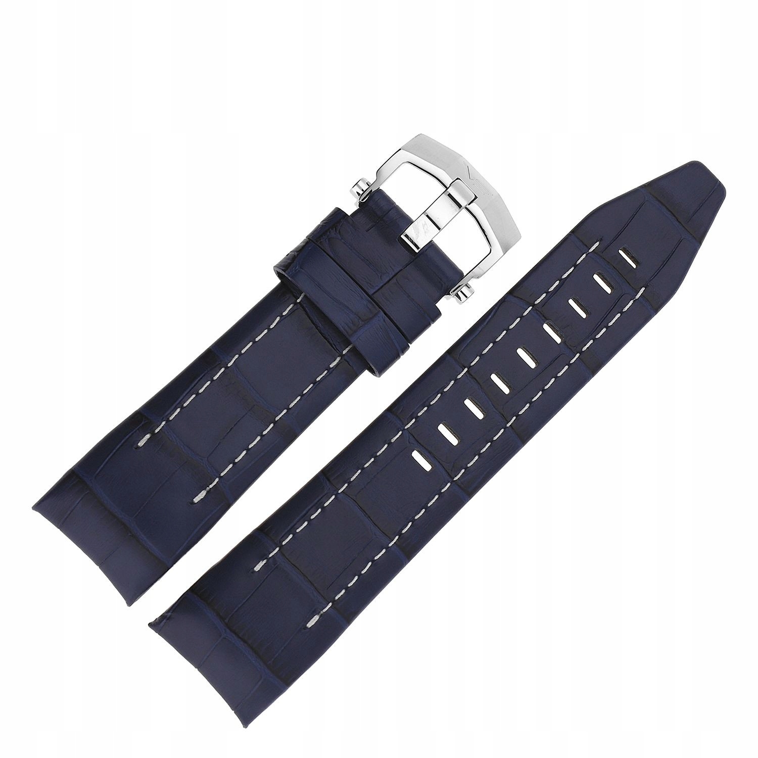 Pásek Lunokhod kůže (A634) modrý croco s bílou lesklou barvou