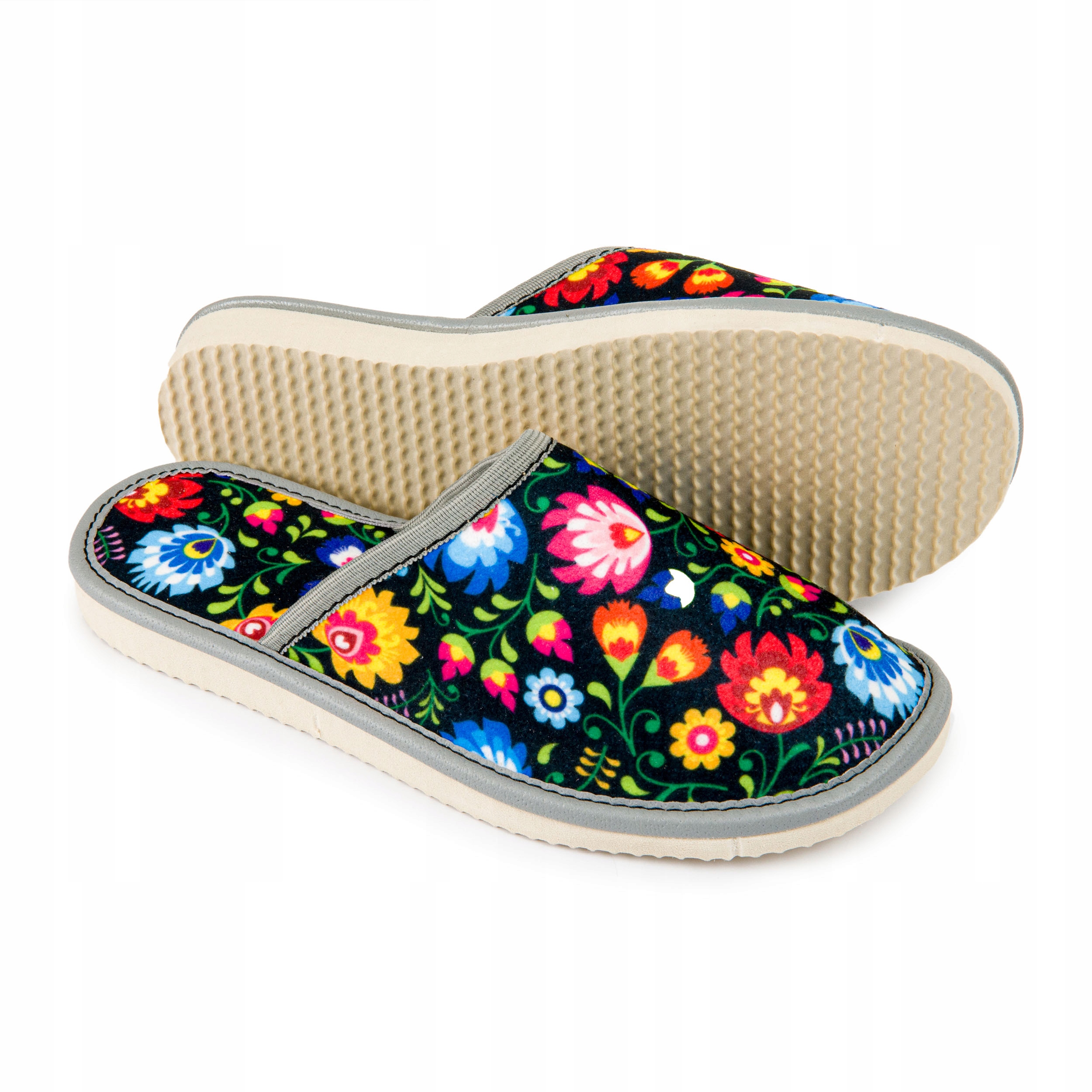 

Klapki Damskie Filcowe Kapcie Łowicki Wzór Papci