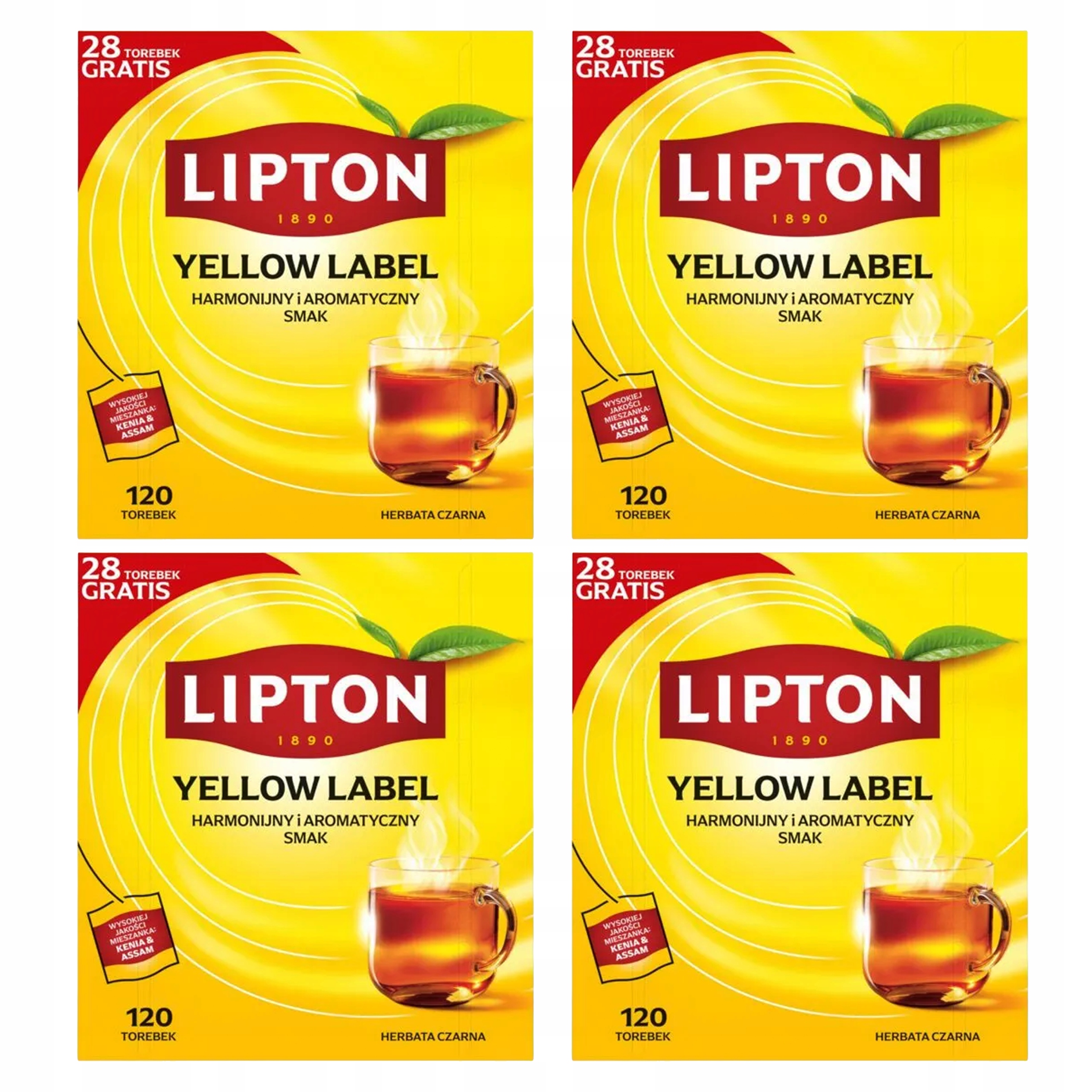 Lipton Zestaw prezentowy herbat Yellow Label 4x 120 torebek naklejka