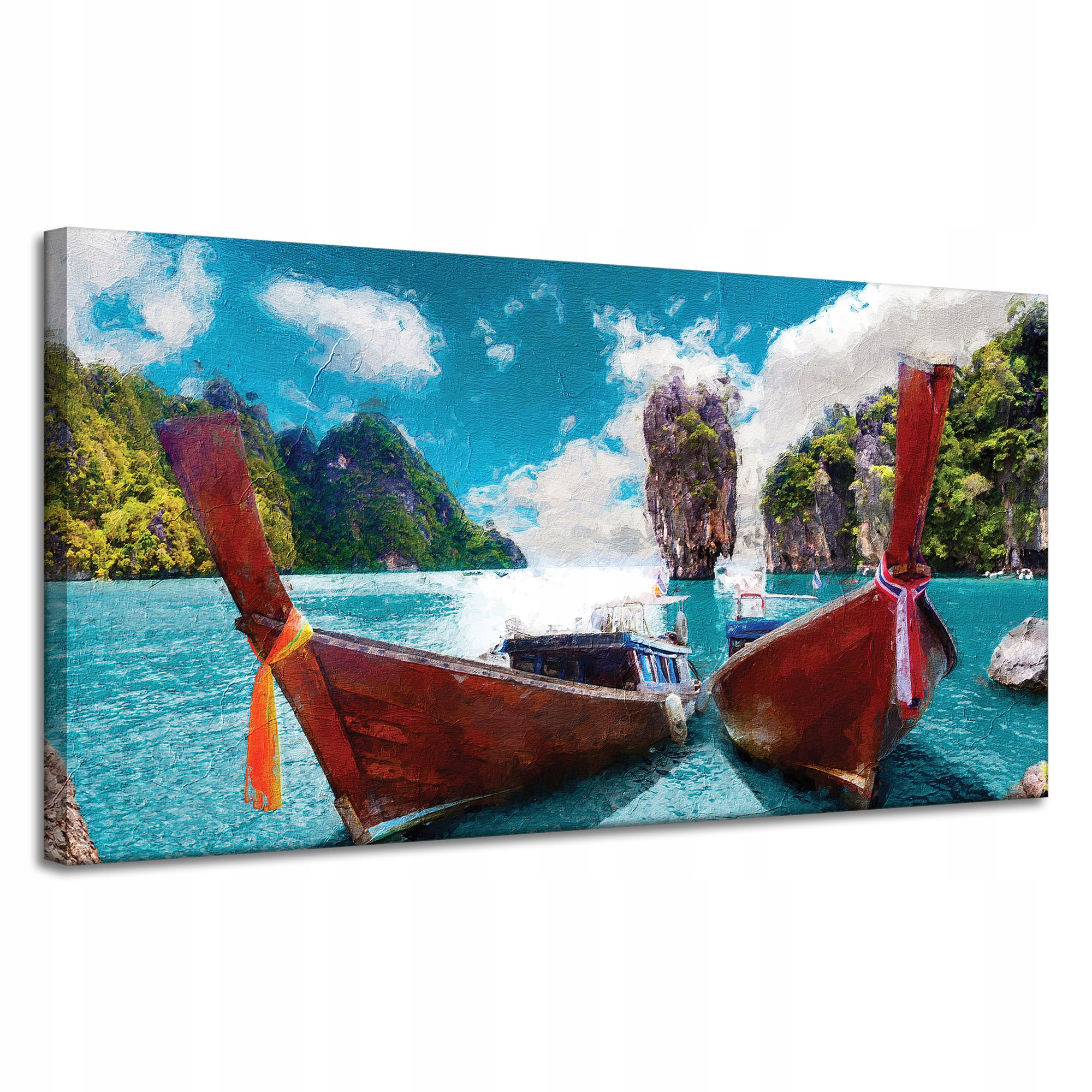 Obraz na plátně Lodě na břehu Voda Hory 120x60 cm Ideální jako dárek