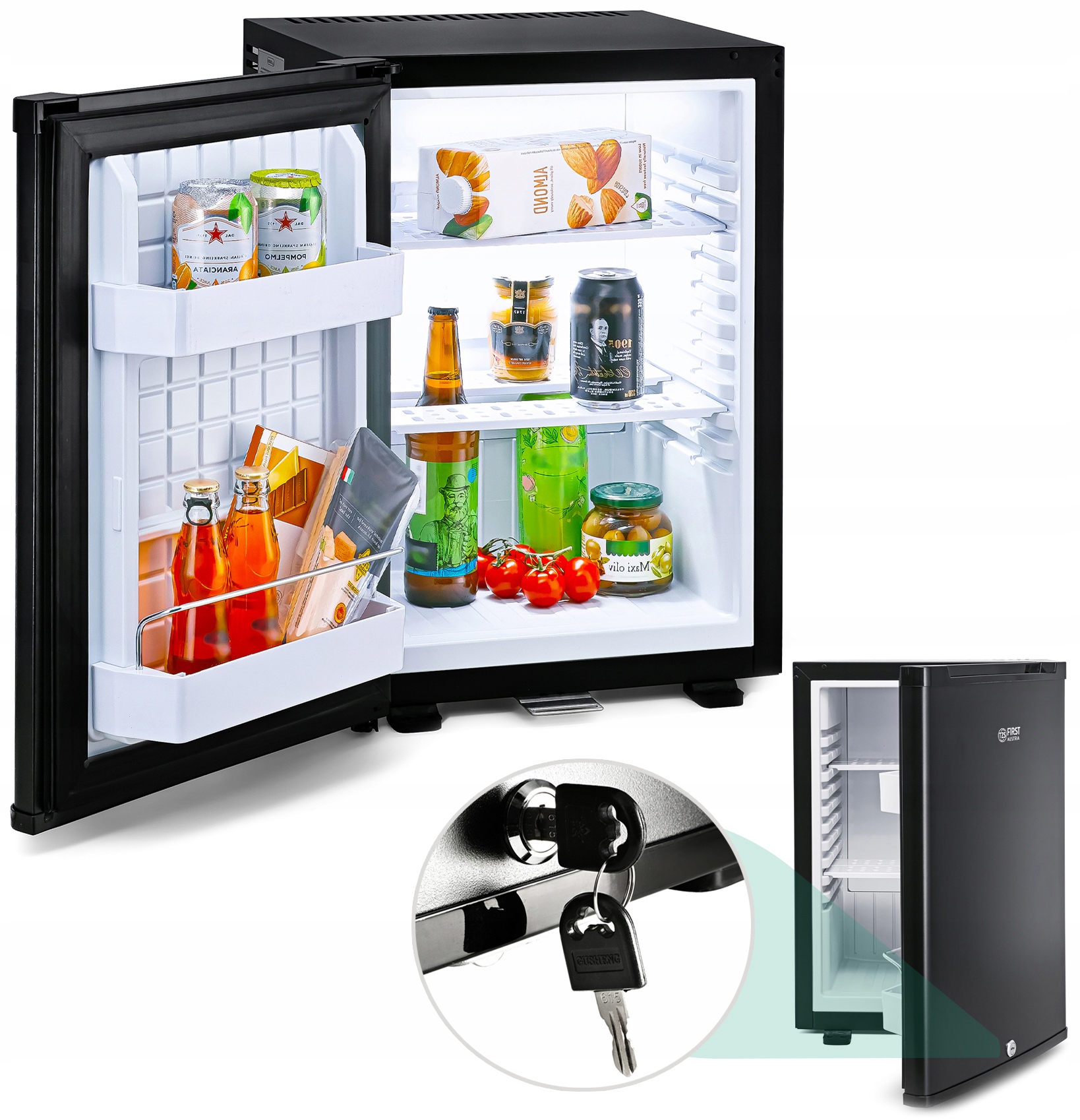 Hotelová lednička First Austria Minibar uzamykatelná na klíč