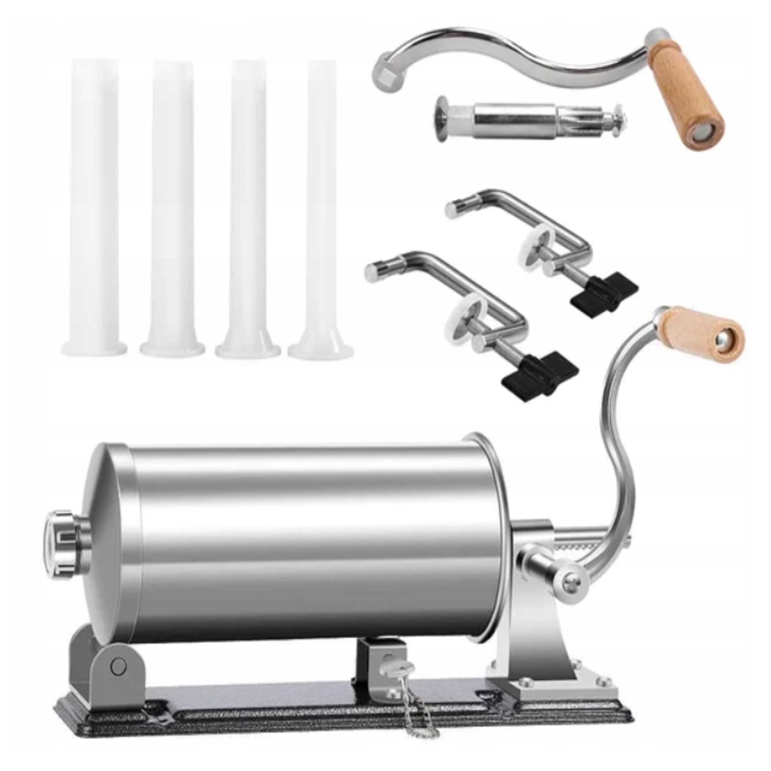 Plnička do klobás, jitrnic, uzenin, stříkačka na klobásy, strojek na klobásy 3kg 4 plnicí trubice (trychtýře)