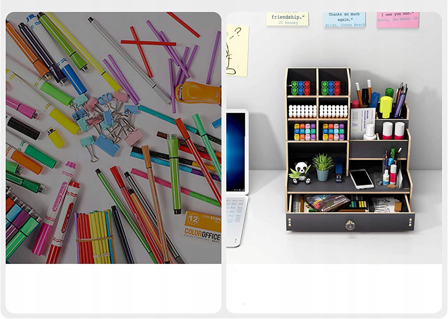 PRZYBORNIK ORGANIZER NA BIURKO z drewna DIY Kolor Odcienie pomarańczowego