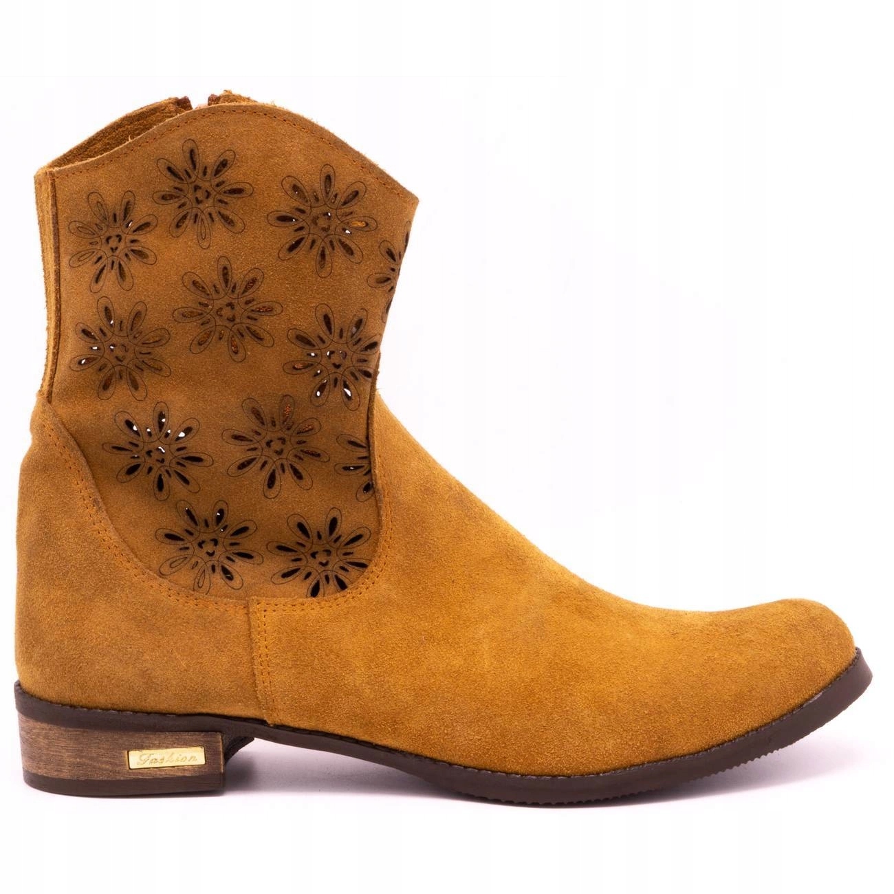 Dámské kotníkové boty s ažurovým vzorem Janet rudá barva semiš 36