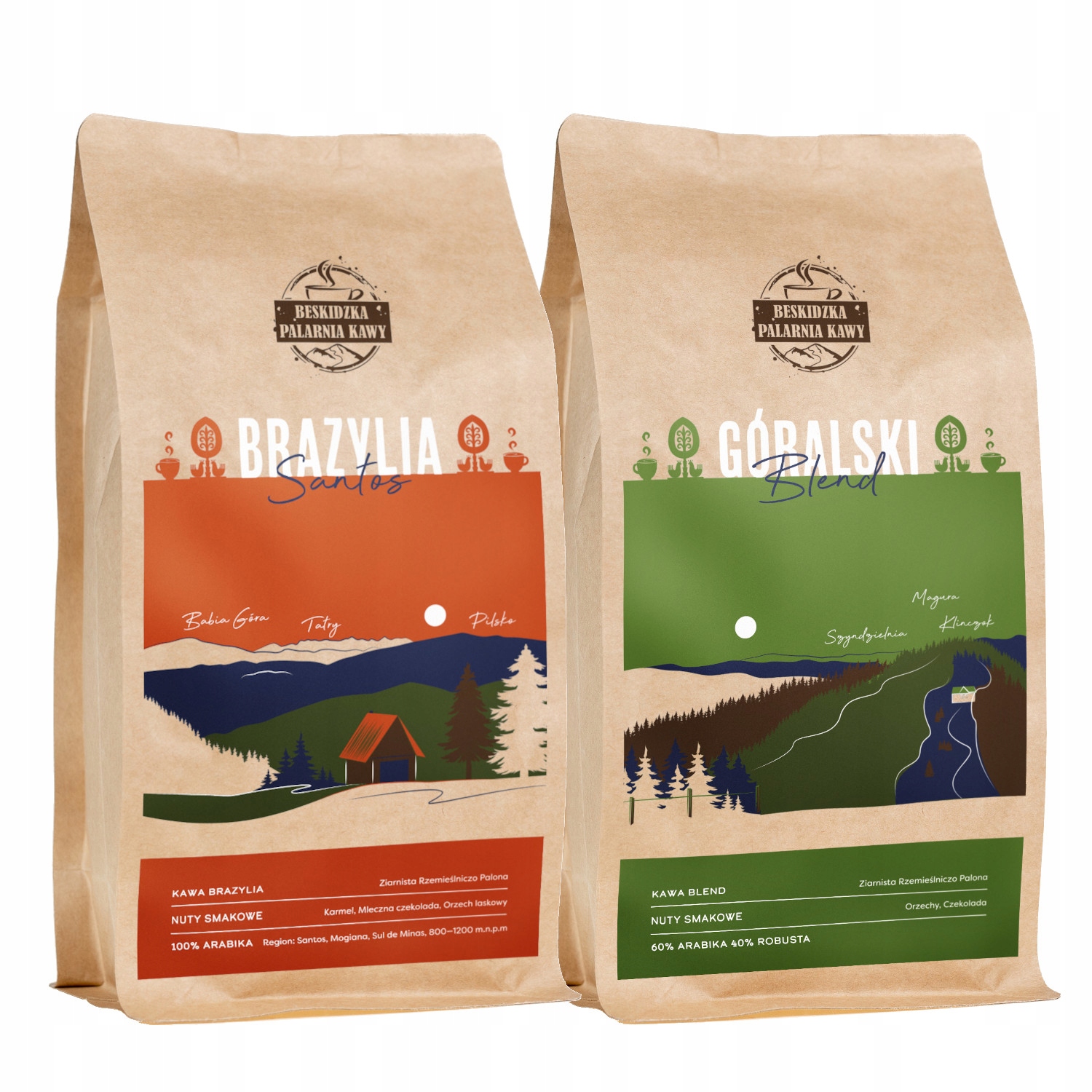 Levně Čerstvě Pražená Mletá Káva Brazílie Santos Horský Blend 2x 500 g