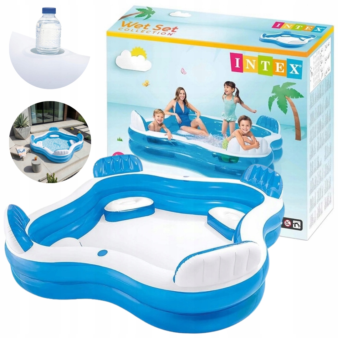 Basen Dmuchany Prostokątny Intex 229X229 CM Rodzinny Ogrodowy Dla 4 Osób XL
