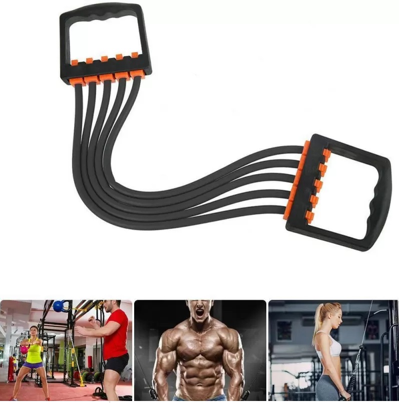 EKSPANDER DO ĆWICZEŃ NAPINACZ MIĘŚNI 5 GUM OPOROWYCH EXPANDER REULOWANY Model BNTRADE_EKSPANDER