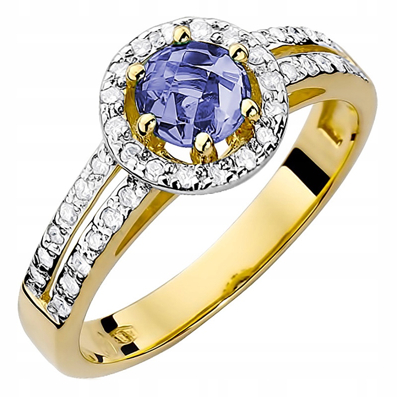 Zlatý Prstýnek 585 Tanzanit 0,50 ct a Brilianty