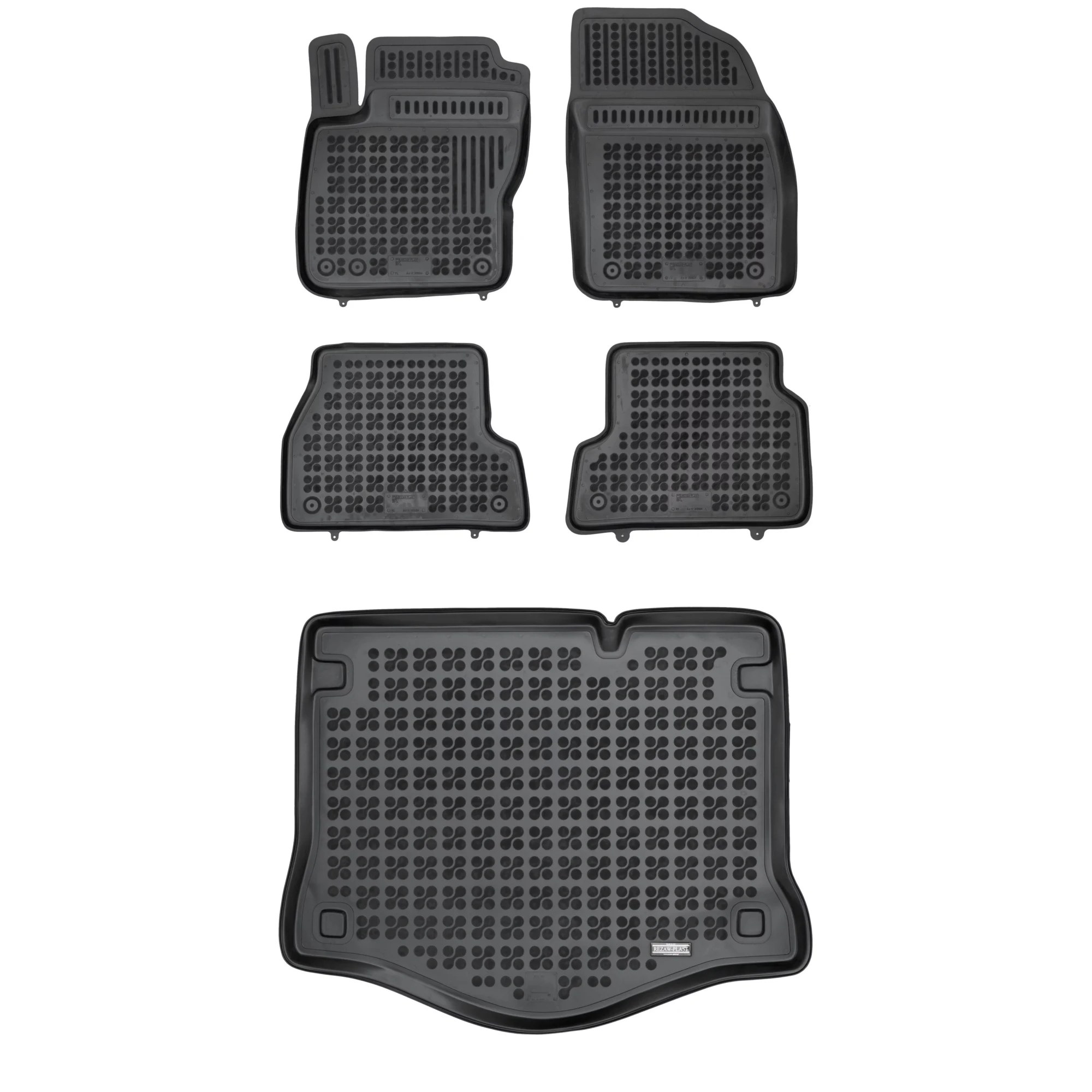 Gumová sada koberců a rohožek Ford Focus II 2005-2011 Hatchback s dojovým kolem