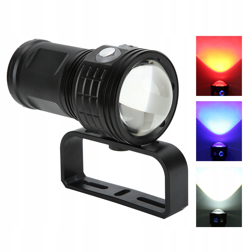 400LM Latarka Led Do Nurkowania Regulowany Wielokolorowy IPX8 300-500M