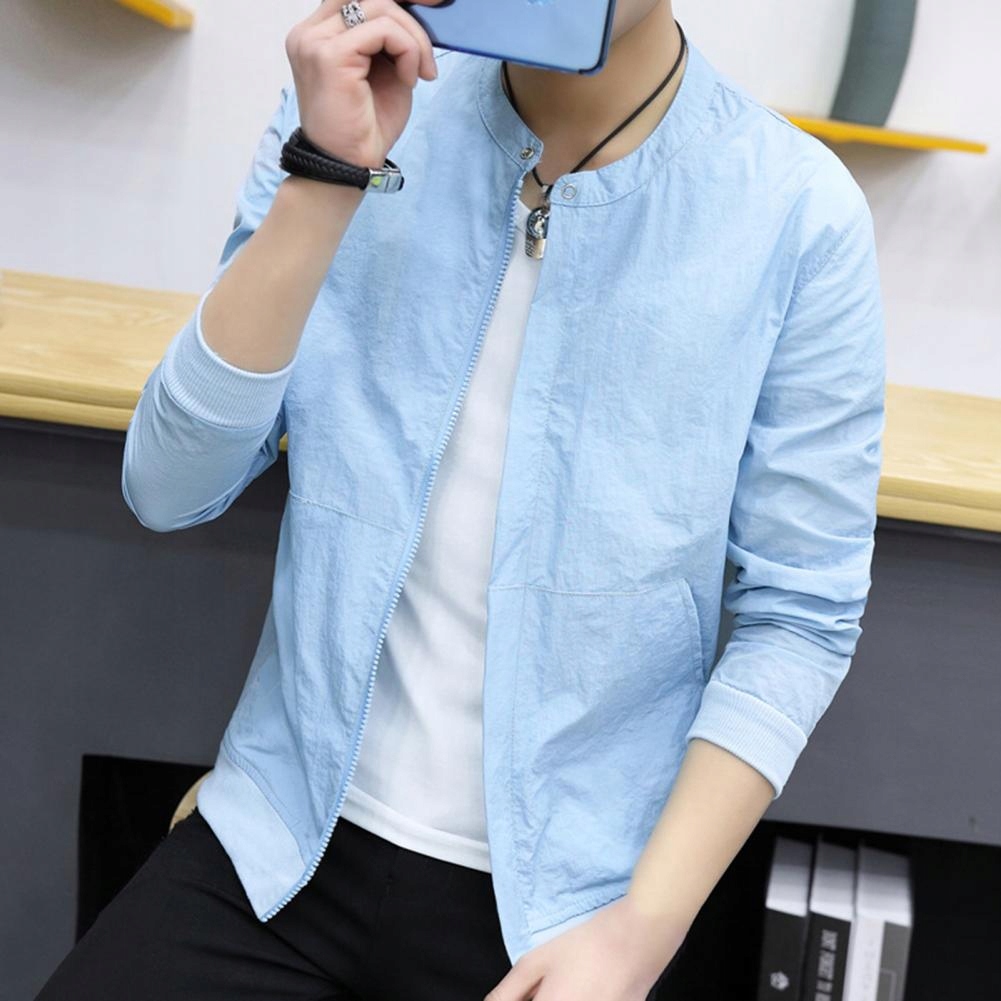 Summer Jacket Stand Collar Quick Dry Solid Color M Rozmiar XXL