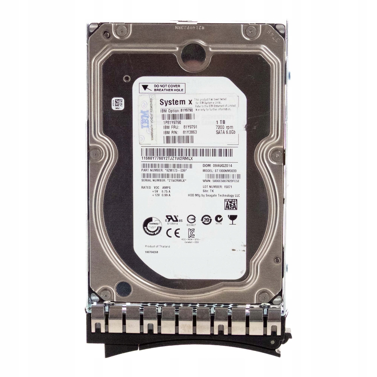 Ibm 81Y9791 81Y3863 1TB 7.2K 128MB Sata III 3.5'' ST1000NM0033