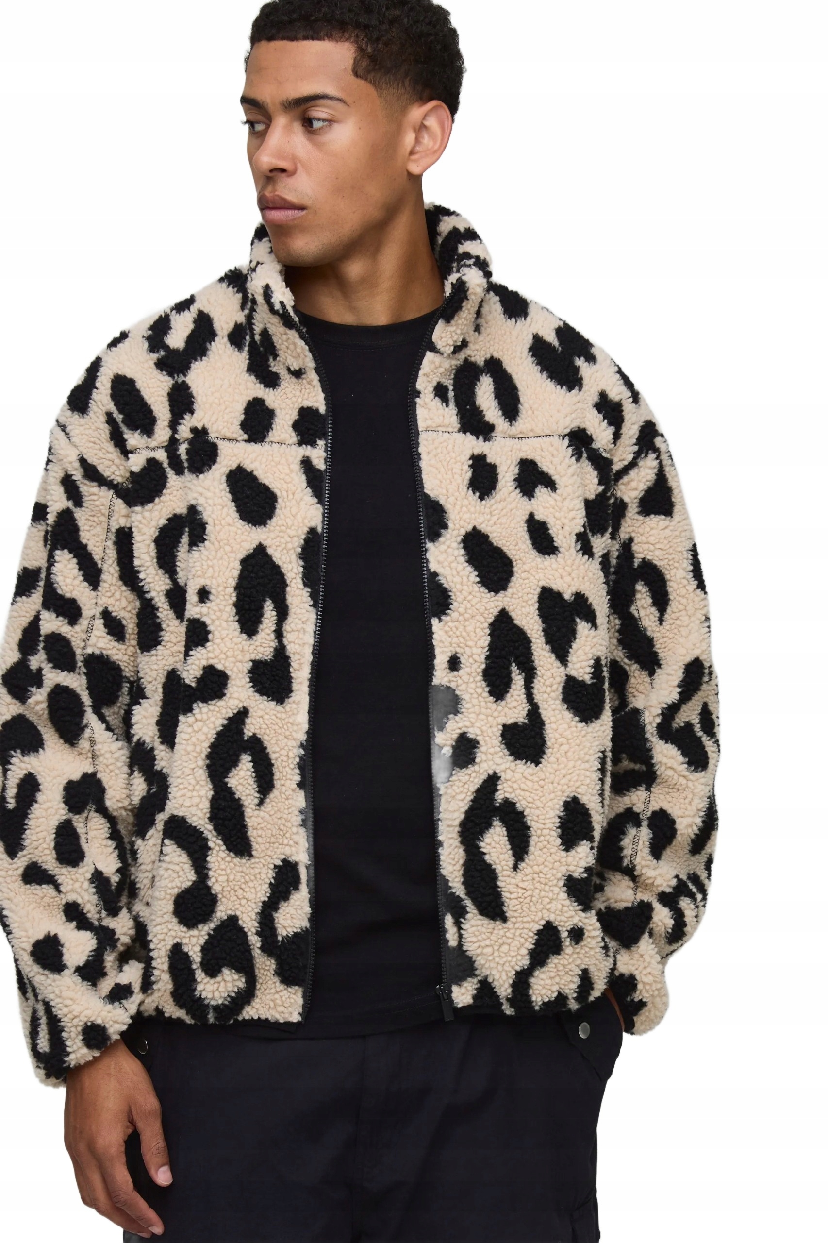 Boohooman Pánská Bunda Z Prošívaného Materiálu Vzor Panterka M Z3A