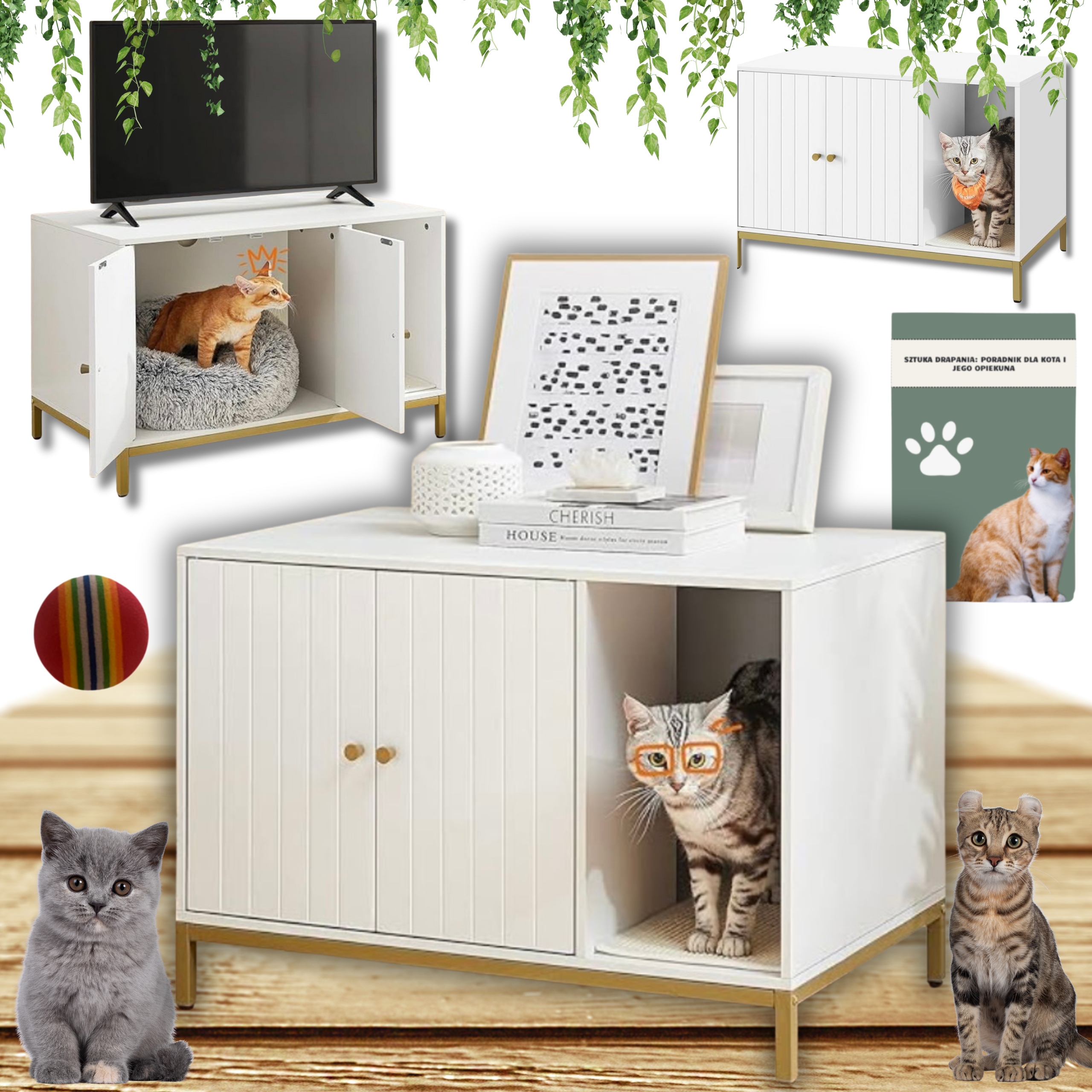 Levně Drapak Pro Kočky Skříňka Domeček Pelíšek Jeskyně Komoda Regál Podložka Kočičí Toaleta!