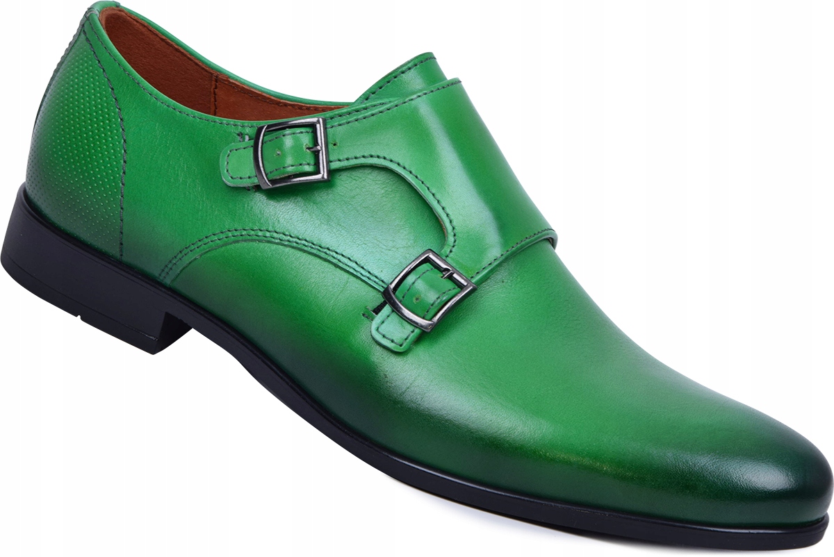 Polobotky návštěvní pánské kožené boty monki elegantní kůže zelená 41