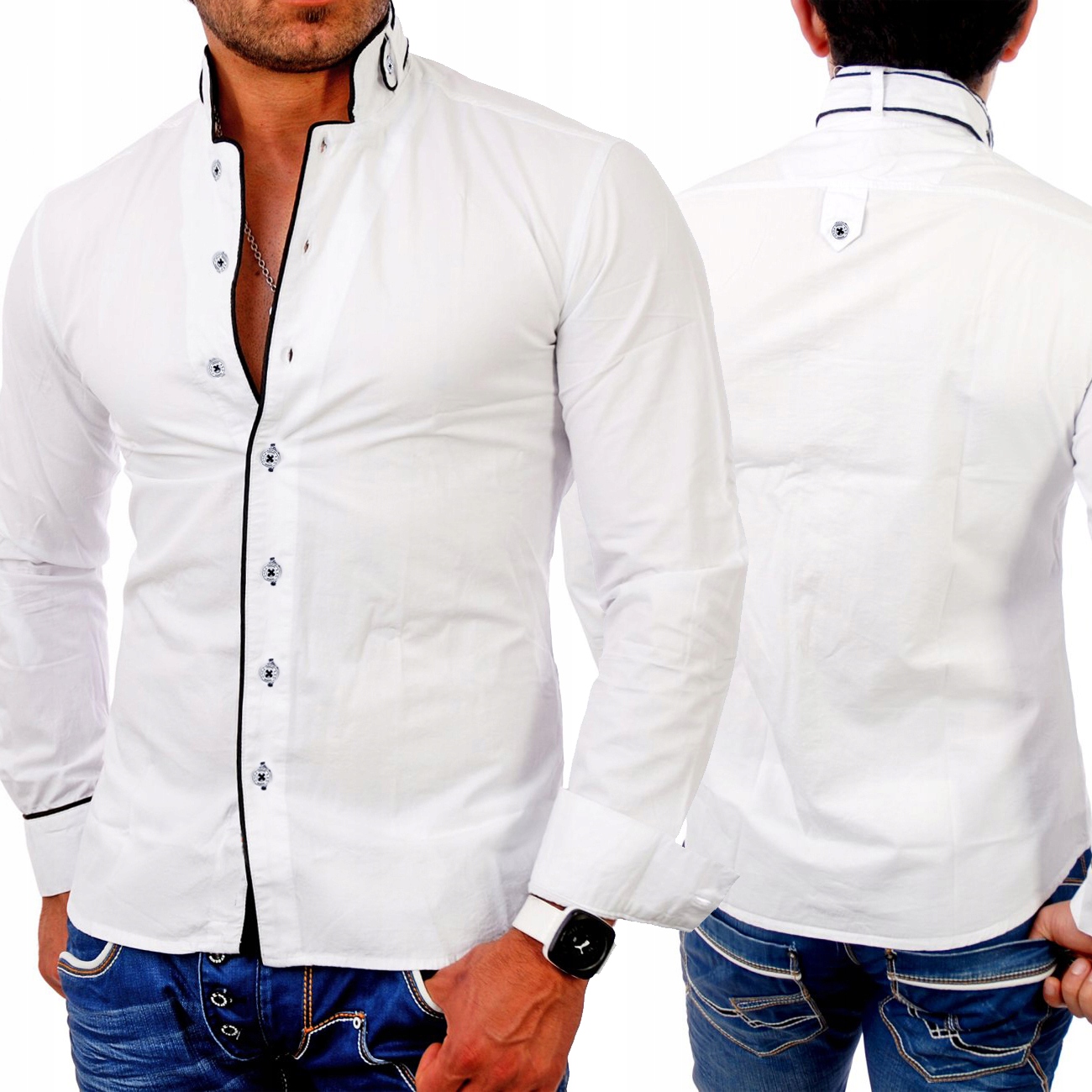 Pánská košile Elegantní Casual Kontrast Bavlněná