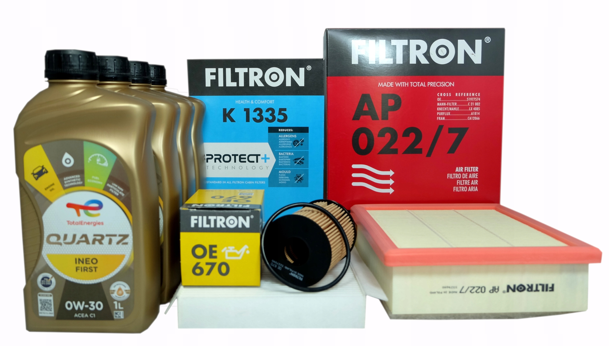 3x filter Filtron olej 0w30 Total ineo Fiat 500X Jeep Compass Renegade 1.4