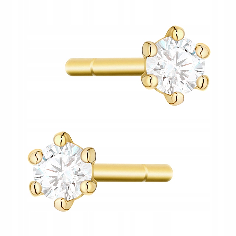 Zlaté Náušnice Klasické 585 s Brilianty 0,08 ct