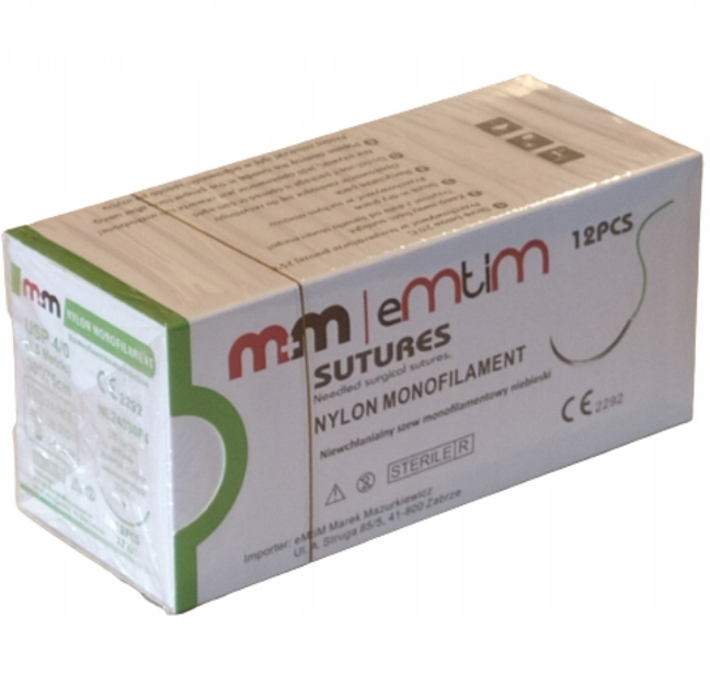 

Nici chirurgiczne szwy Nylon 4/0 26mm 3/8 koła