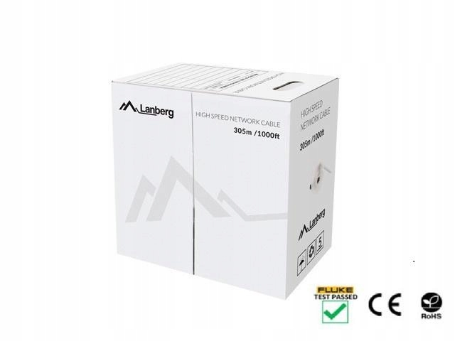 Kabel Utp Lanberg kat. 5e 305m drut Cu czarny fluke passed