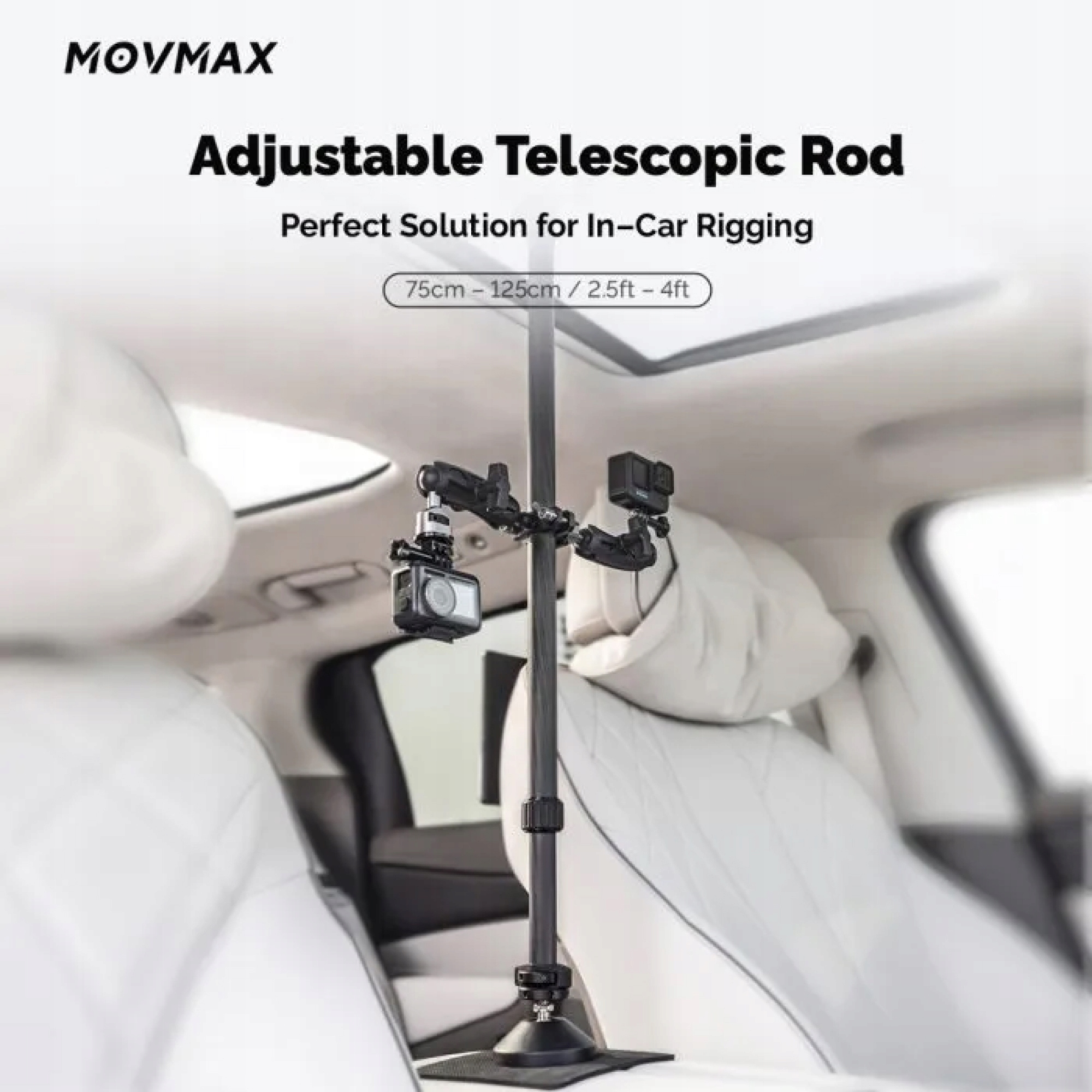 Movmax Nastavitelná karbonová teleskopická tyč tyč pro telefon a kameru