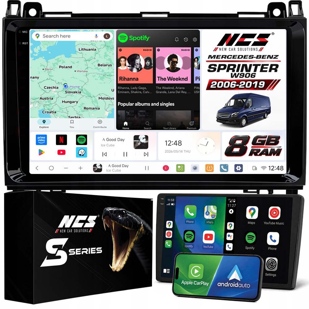 Rádio Navigace Ncs DS9 Mercedes Sprinter W906 2006-2019 Android 8GB Lte 9″